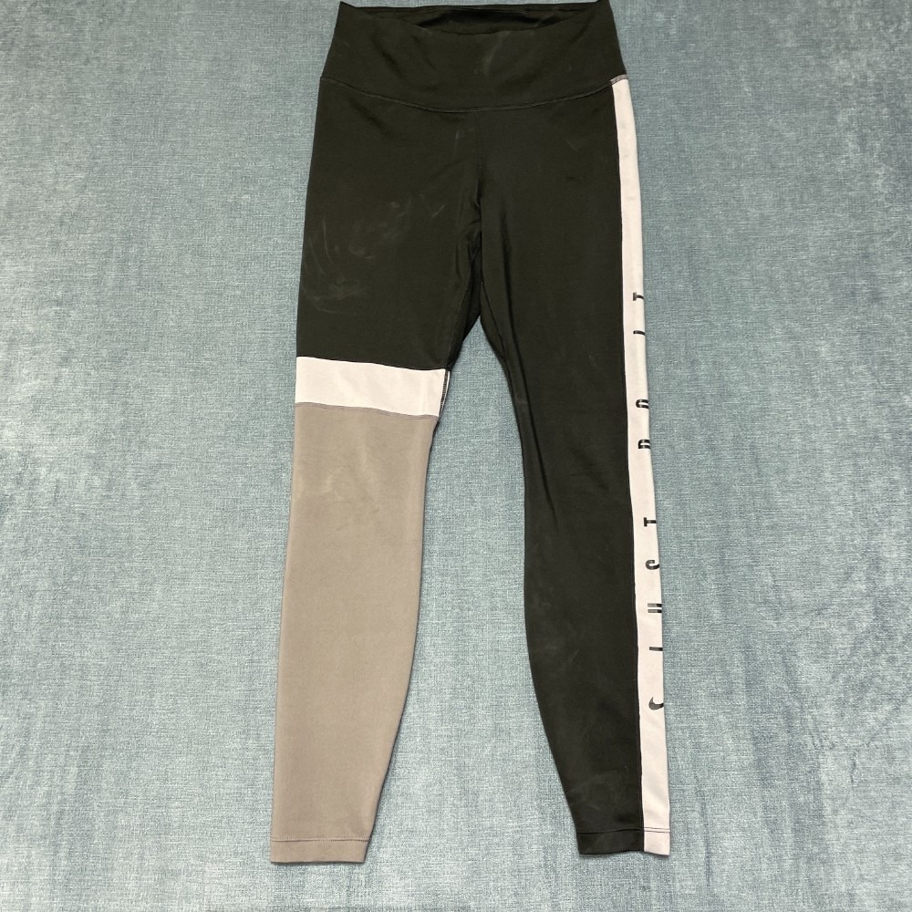 Nike Just Do It Leggings Womens 26W Black Gray Colorblock Dri Fit Activewear